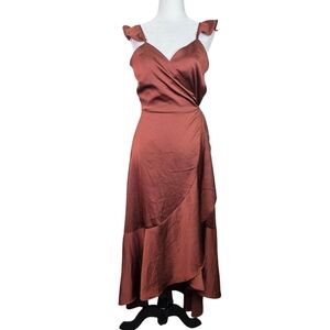 New york & co. satin wrap maxi dress